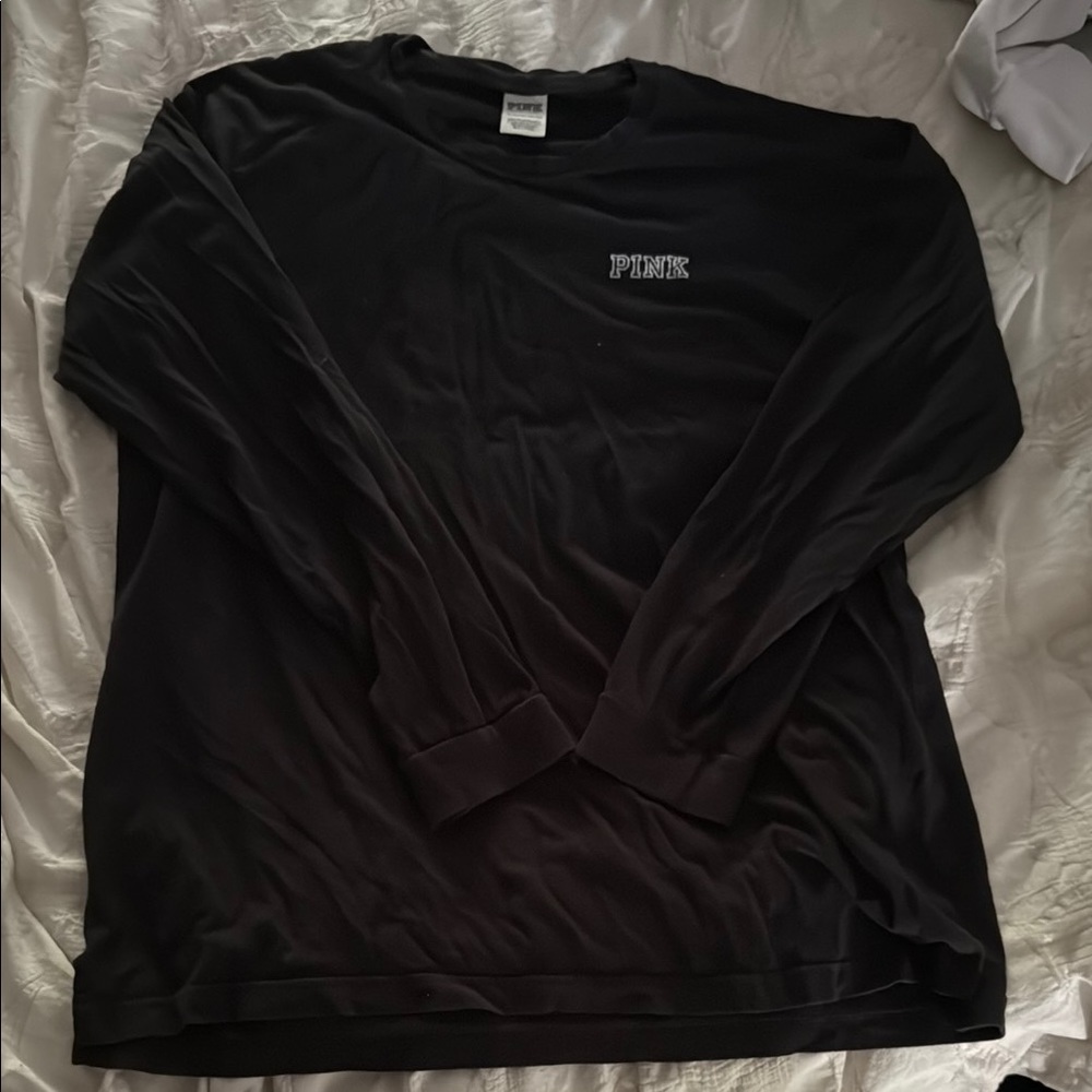 PINK Victoria's Secret Black Long Sleeve Bling Tee